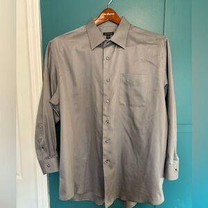 George Men's Button-Front Dress Shirt - Gray Stone Size XL 17-17 1/2 32-33
